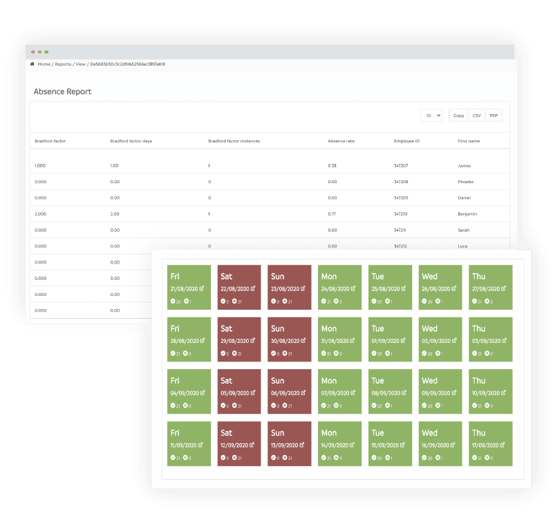 Absence Management reporting screens